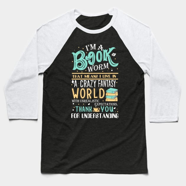 Book Worm Baseball T-Shirt by KsuAnn